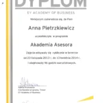 Dyplom ukonczenia Akademii Asesora, EY Academy of Business