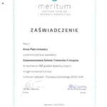 Certyfikat Zaawansowanej Szkoly Trenerow II stopnia, Meritum Katowice