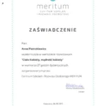 Certyfikat ukonczenia warsztatow Cialo Kobiety madrosc kobiety